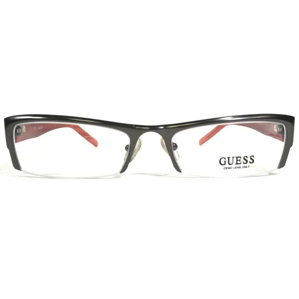 Guess Eyeglasses Frames GU1416 GUN Grey Blue Red Rectangular Half Rim 51-17-135